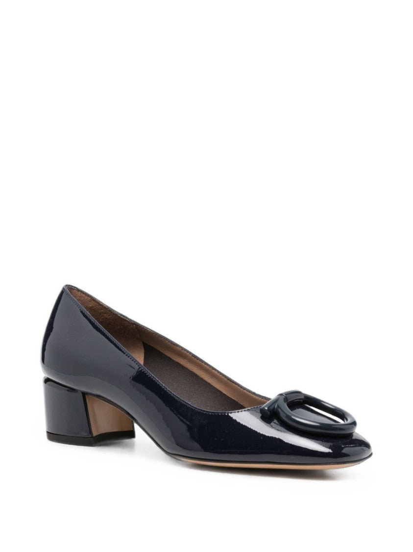Ferragamo Oversized Buckle Detail Patent Leather Pumps
