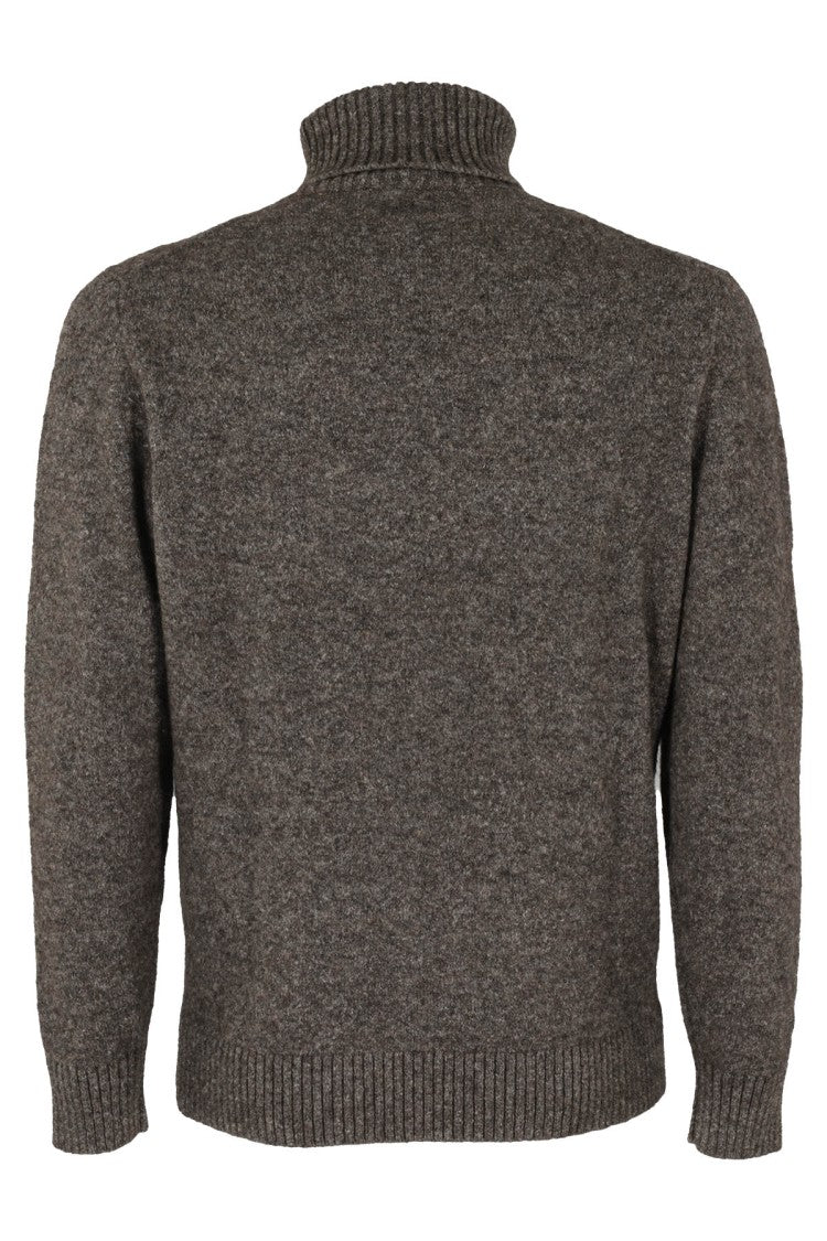 Kangra High Collar Knit Pullover With Ribbed Detailing