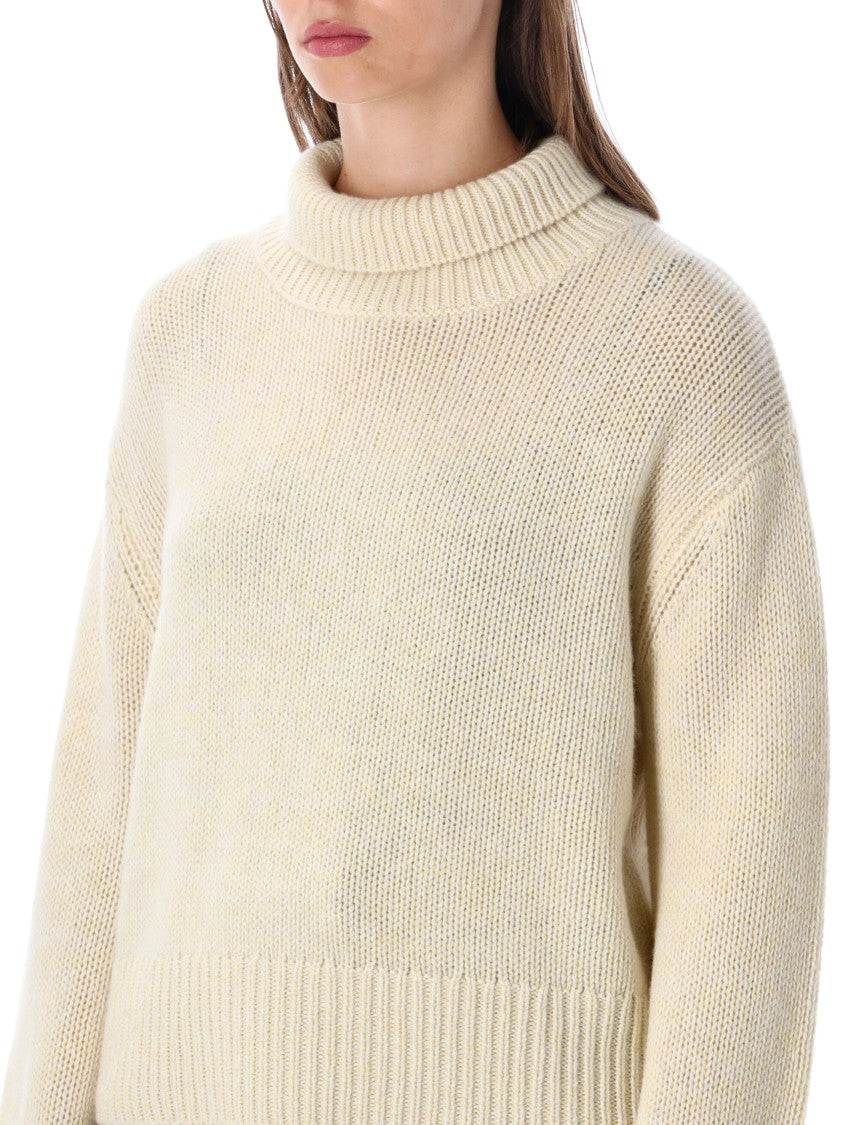 Lisa Yang Femi High-Neck Dropped Shoulder Knit Sweater