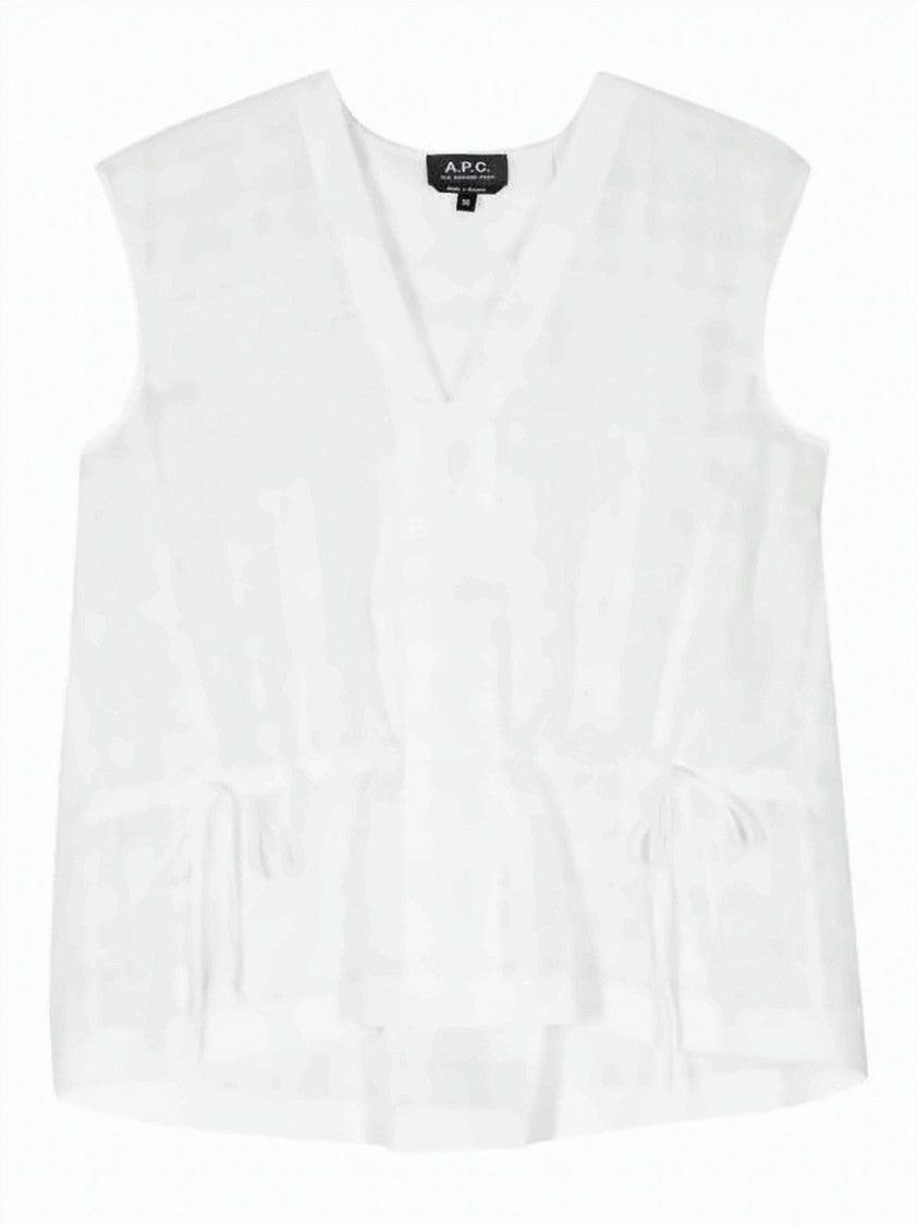 A.P.C. Sleeveless Top In Lightweight Linen-Cotton Blend