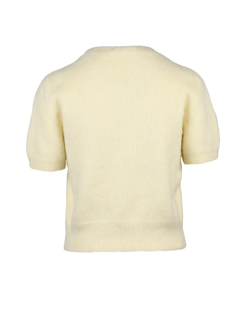 Maison Margiela Angora Blend Short-Sleeved Sweater With Crew Neck Design