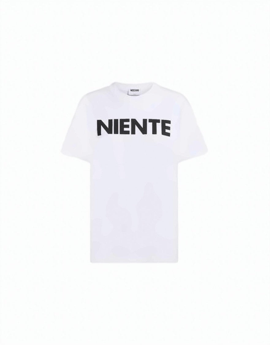 Moschino Short-Sleeved White T-Shirt With Bold Black 'Niente' Print