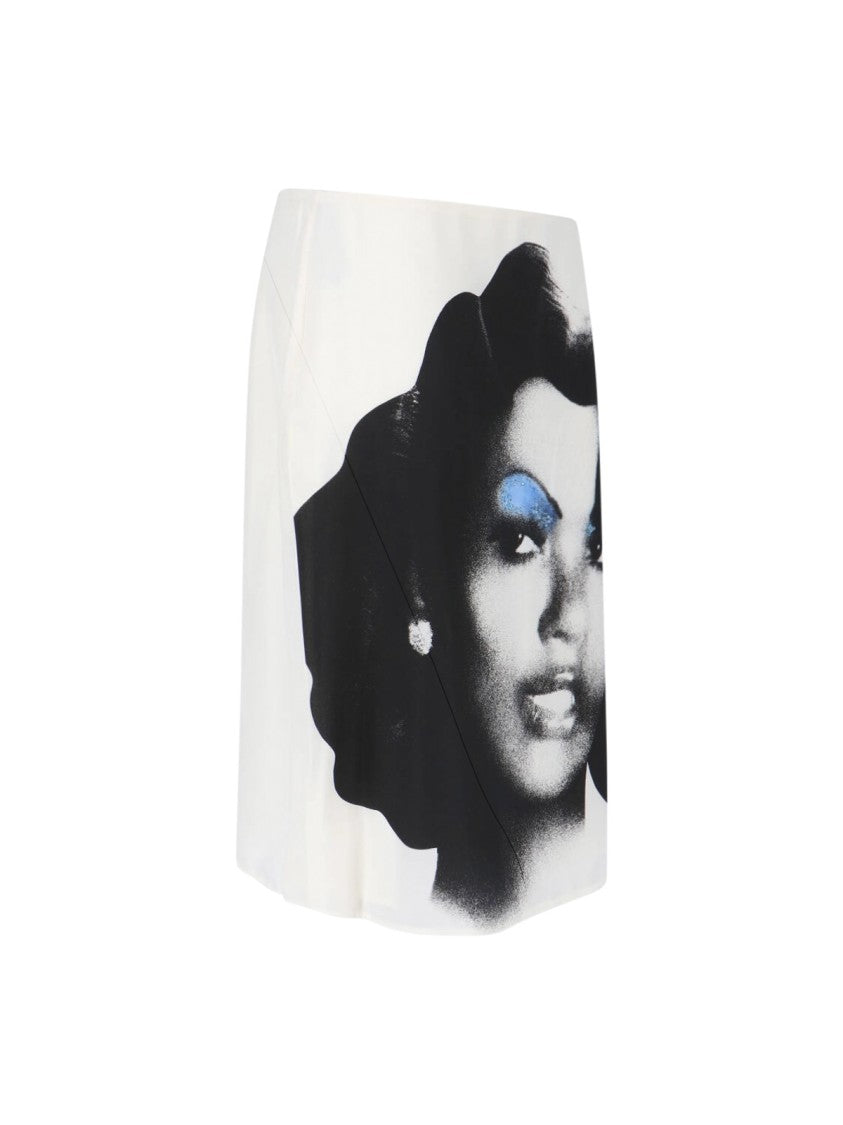 Versace White The Valentine Silk Skirt