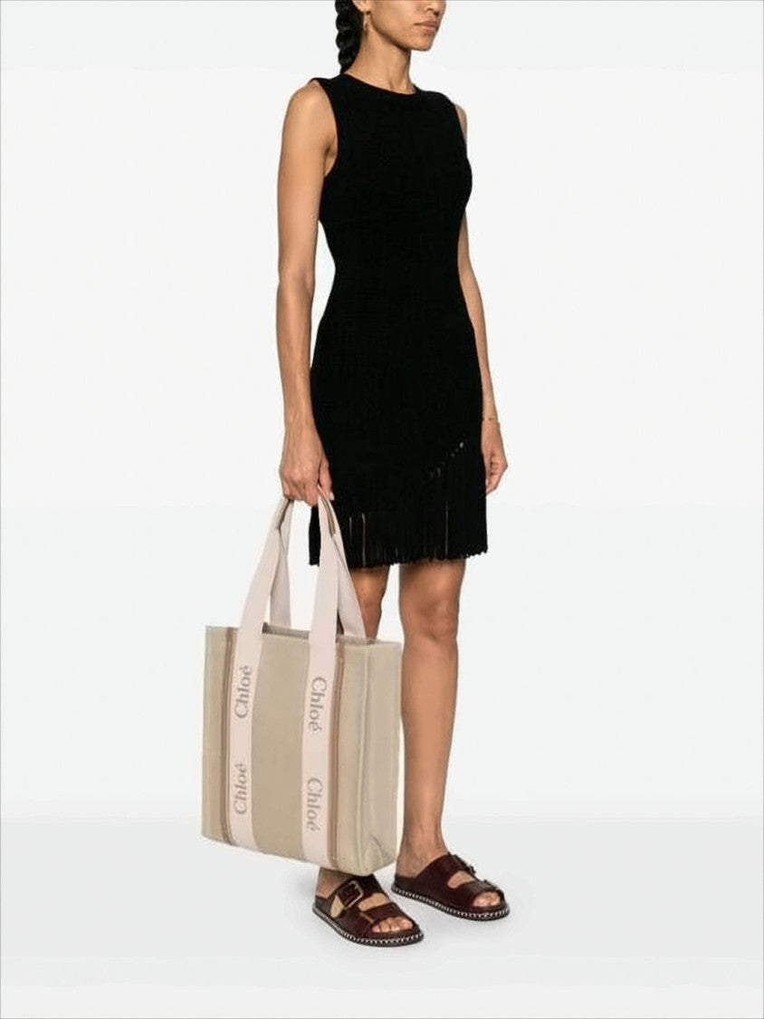 Chloé Structured Linen Shoulder Bag