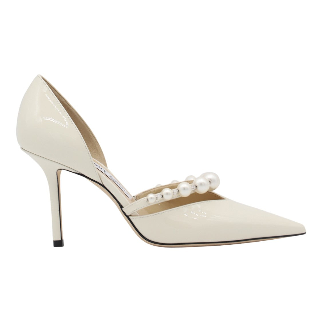 Jimmy Choo Glossy High-Heeled Pump With Pearl Embellishments