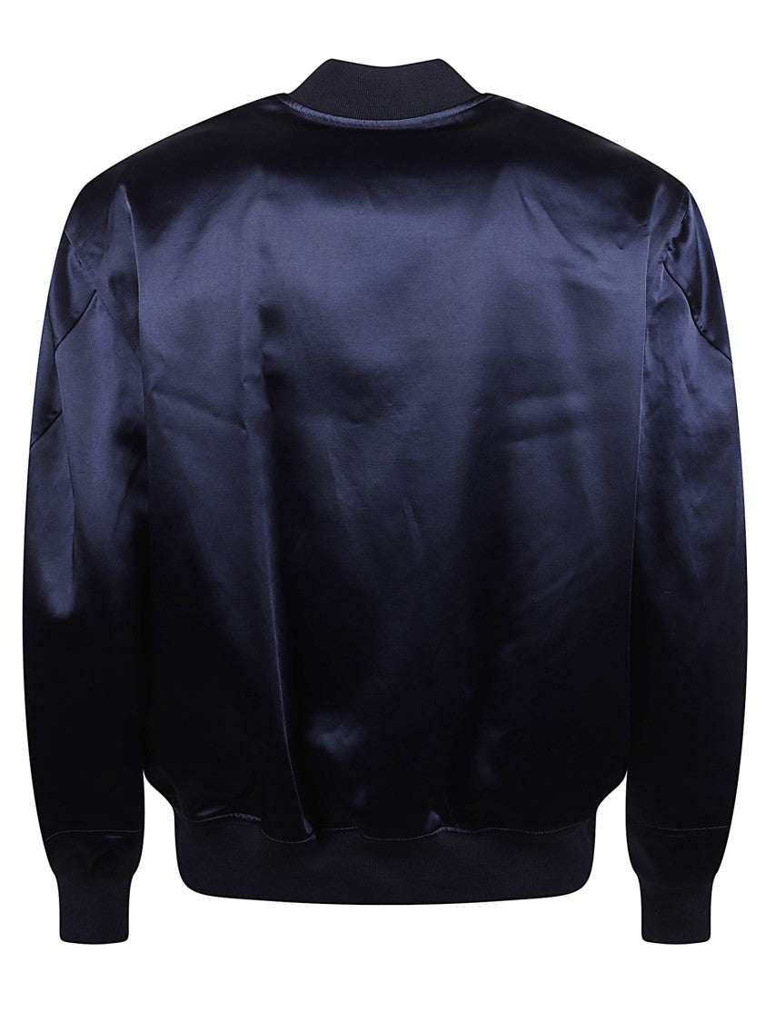 Givenchy Blue Satin And Cotton Bomber Jacket