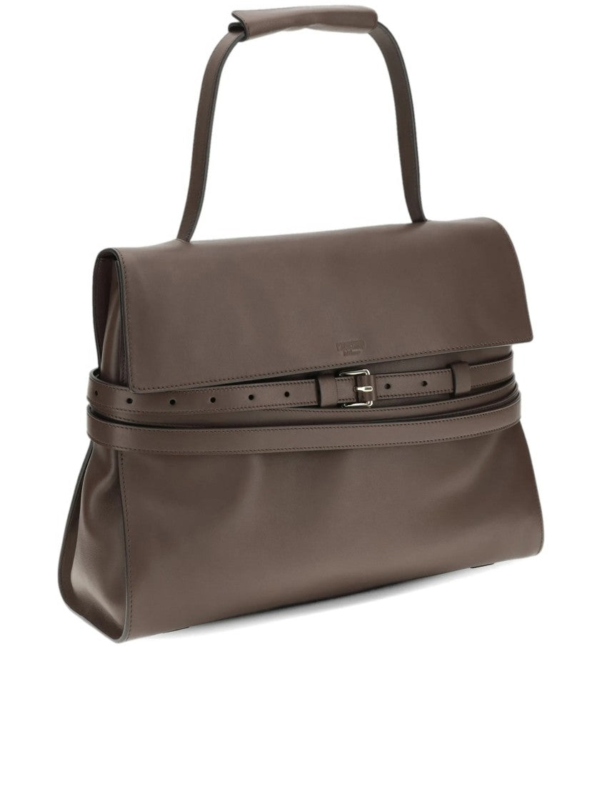 Moschino Structured Nappa Leather Handbag With Padded Handle