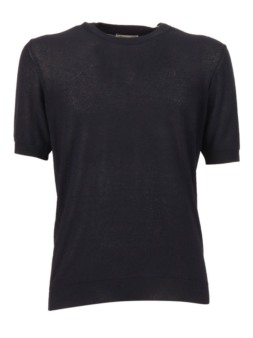 Kangra Cashmere Short Sleeve Crew Neck Knit Top