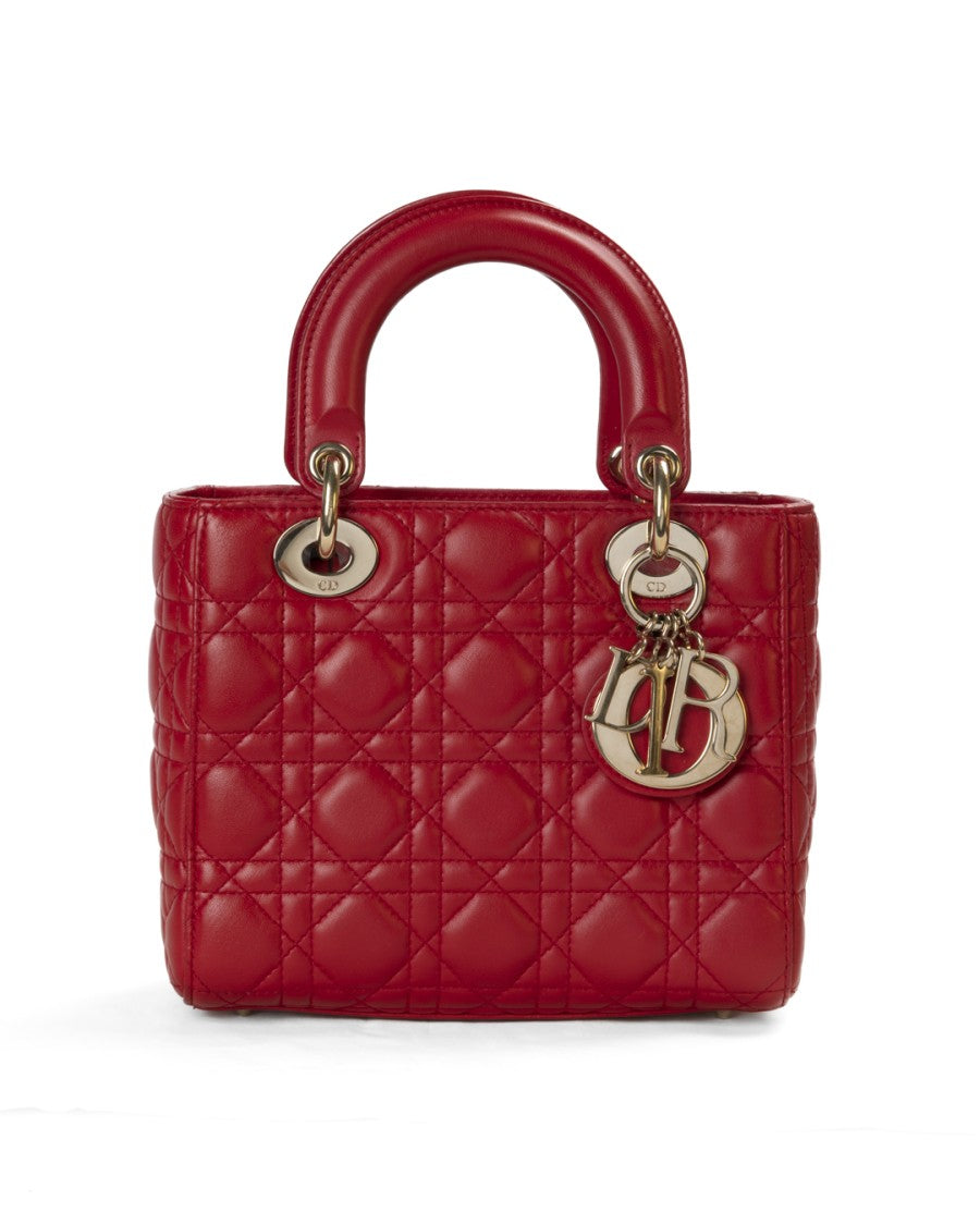 Dior Small Quilted Cannage Handbag With Gold Hardware