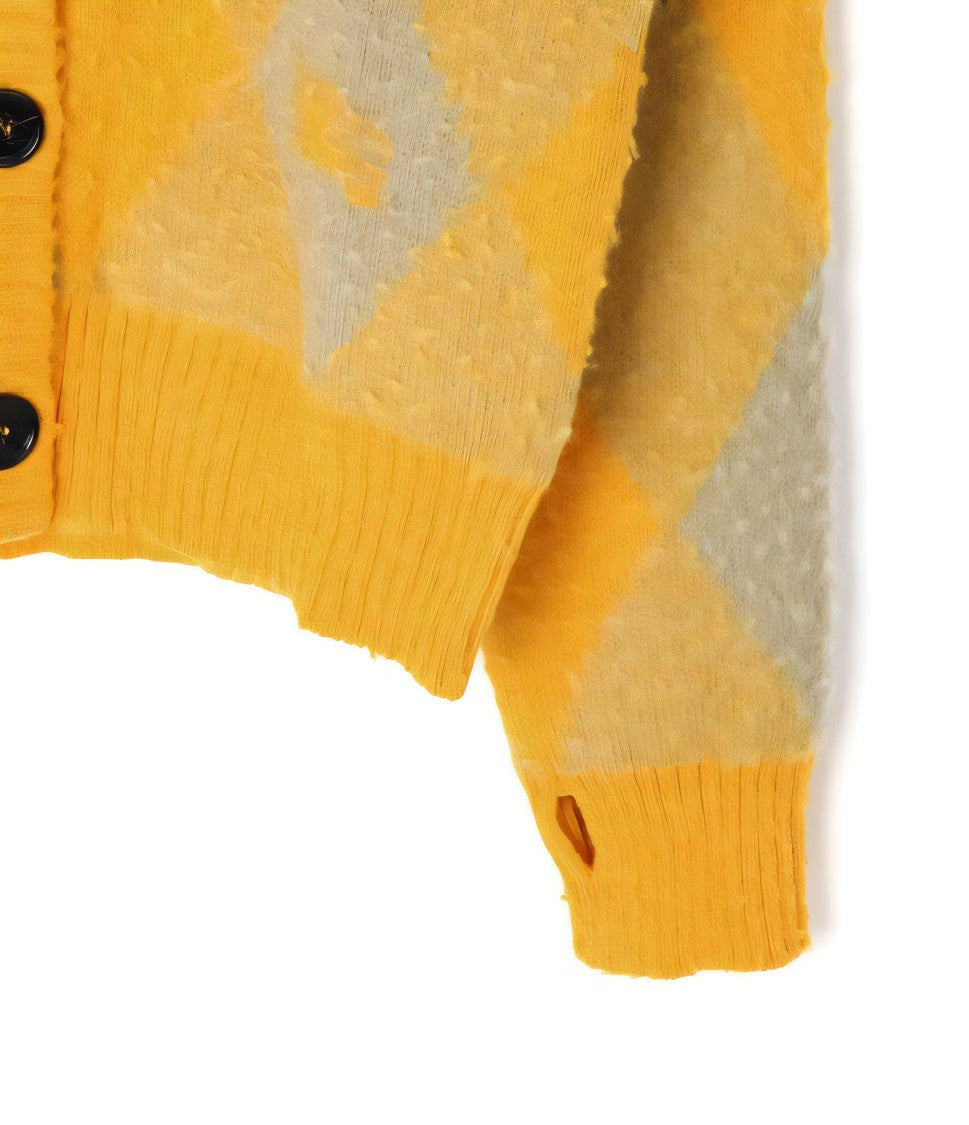 Burberry Argyle Pattern Wool Cardigan With V-Neckline