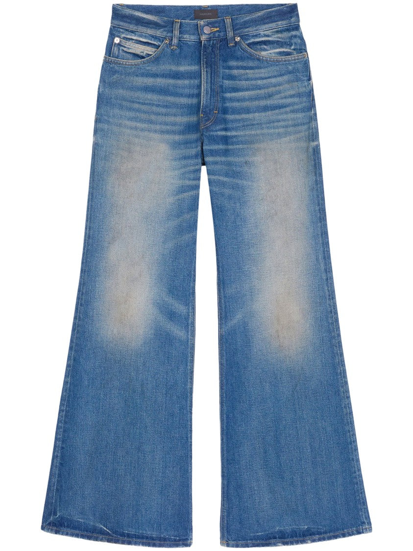 Haikure Faded Blue Wide-Leg Denim Trousers With Classic Five-Pocket Styling