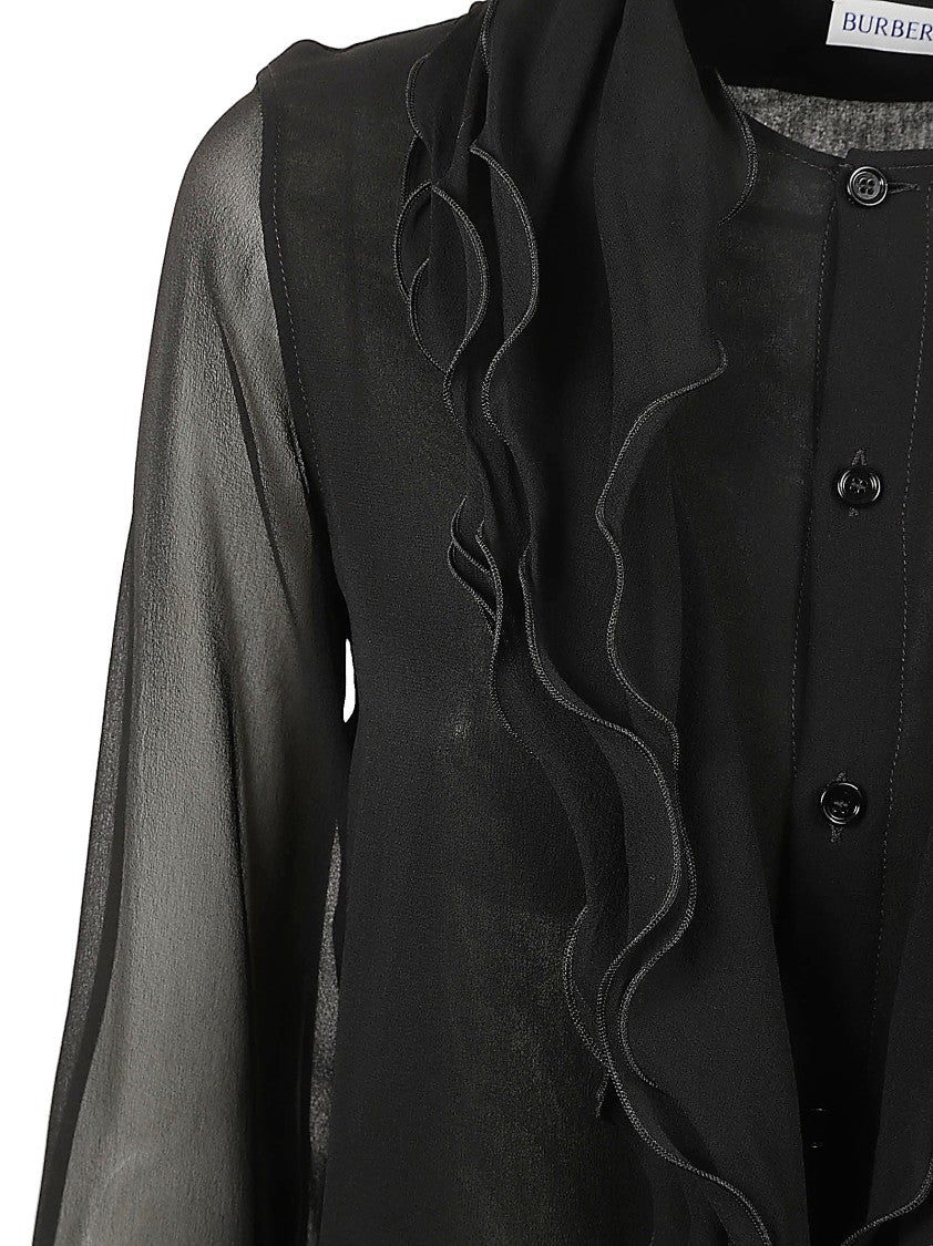 Burberry Lightweight Black Shirt With Sheer Design