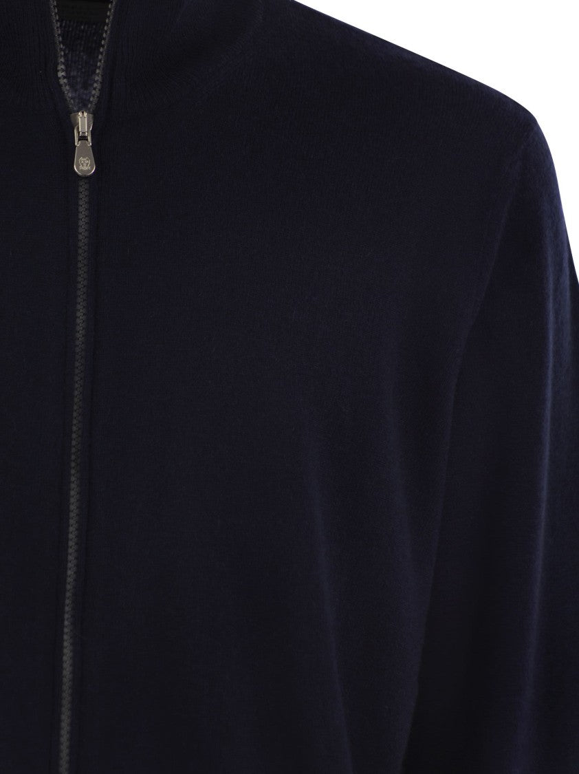 Brunello Cucinelli High-Necked Cashmere Cardigan With Zip
