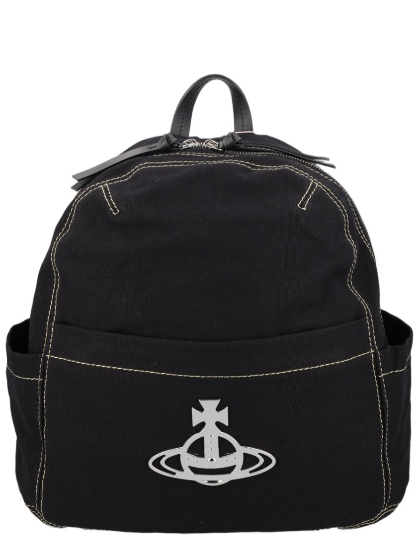 Vivienne Westwood George Rounded Emblem Cotton Backpack