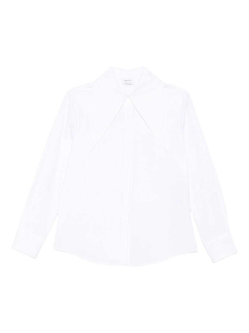 Alexander Mcqueen White Shirt With Oversized Pointed Collar