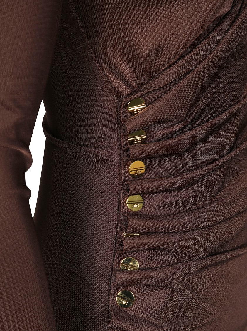 Elisabetta Franchi V-Neck Longuette Dress With Fitted Silhouette