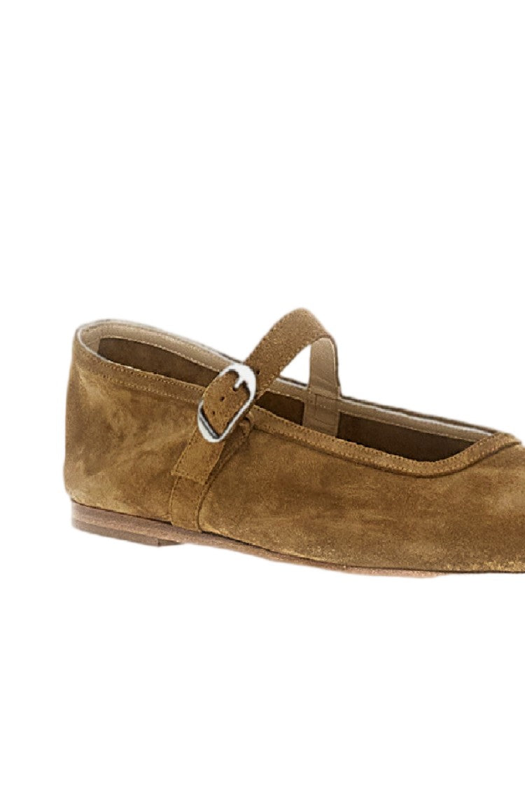 Le Monde Beryl Deconstructed Suede Mary Jane Ballet Flats With Cushioned Insole