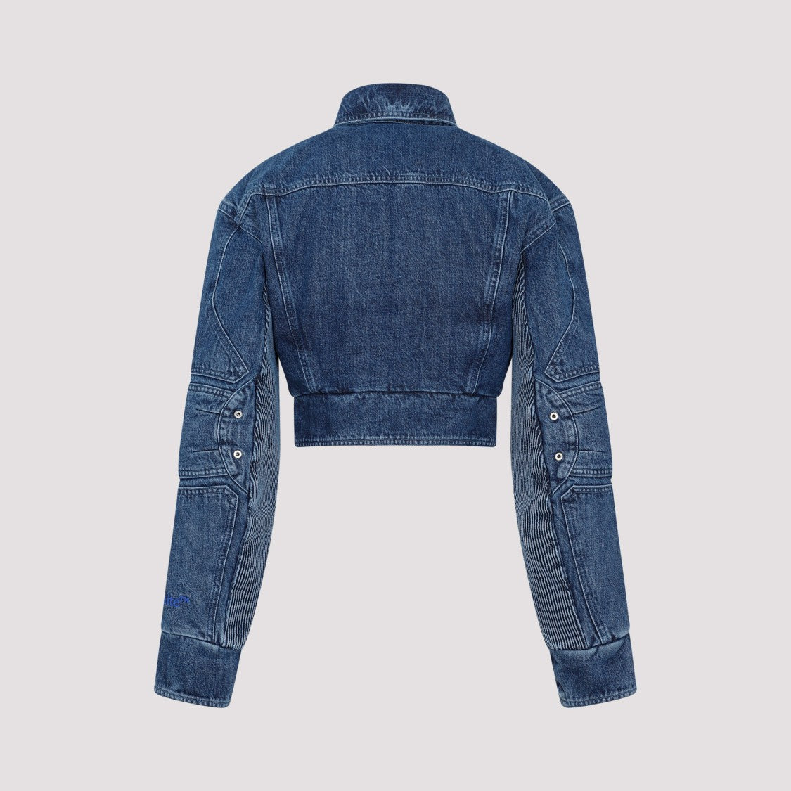 Off-White Blue Motorcycle Hole Crop Jacket