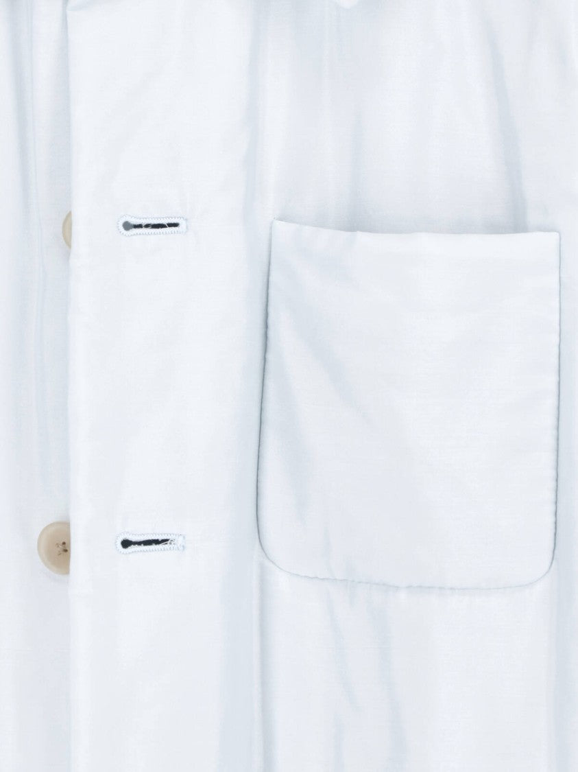 Auralee Light Blue Silk Long-Sleeve Shirt Jacket