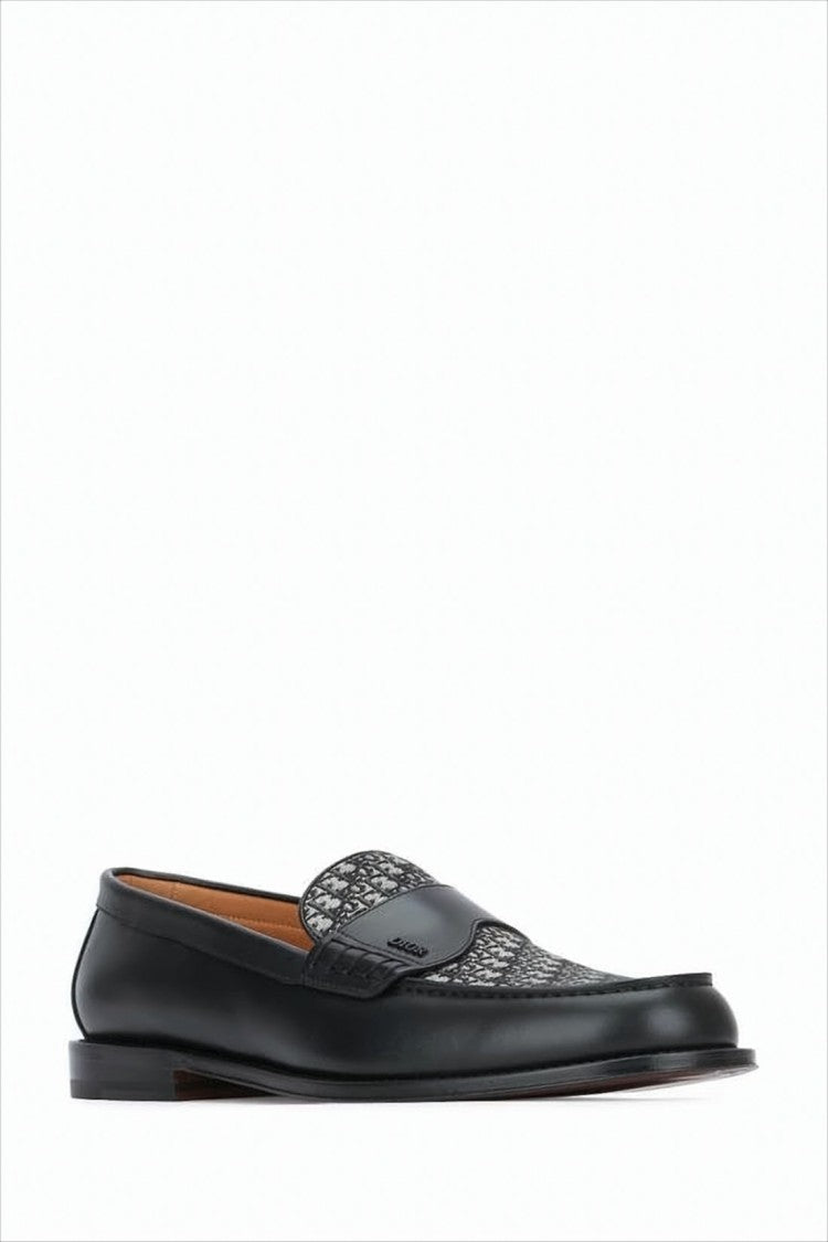 Dior Smooth Leather And Fabric Panel Loafers