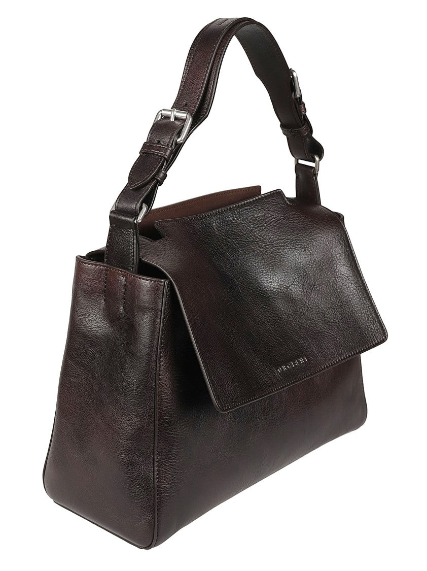 Orciani Sveva Medium Structured Brown Calfskin Handbag