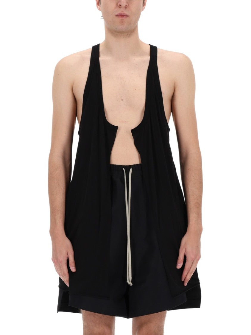 Rick Owens White Cotton Deep Scoop Tank Top