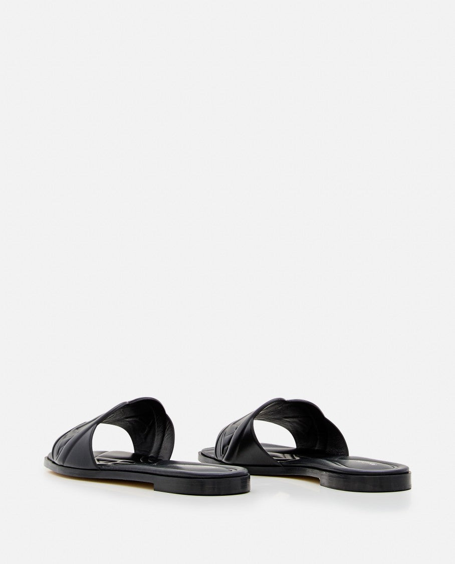 Alexander Mcqueen Flat Leather Slide Sandal