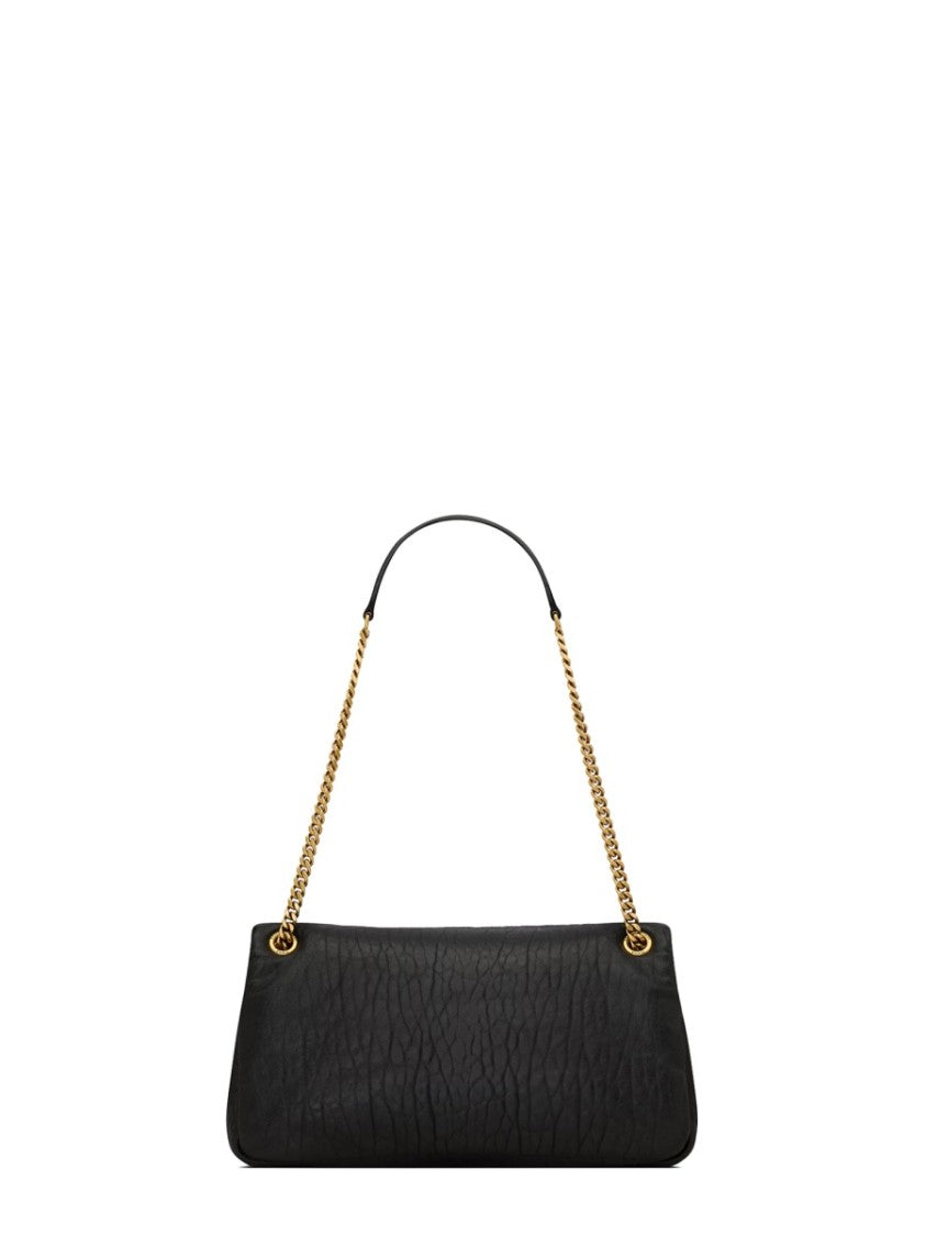 Saint Laurent Textured Lamb Leather Handbag With Dual Gold-Tone Chain