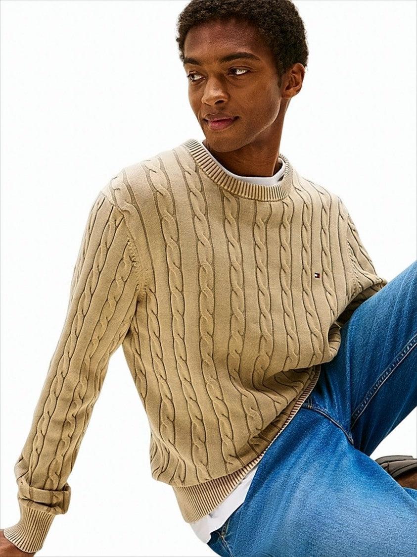 Tommy Hilfiger Vintage Cable-Knit Sweater With Crewneck