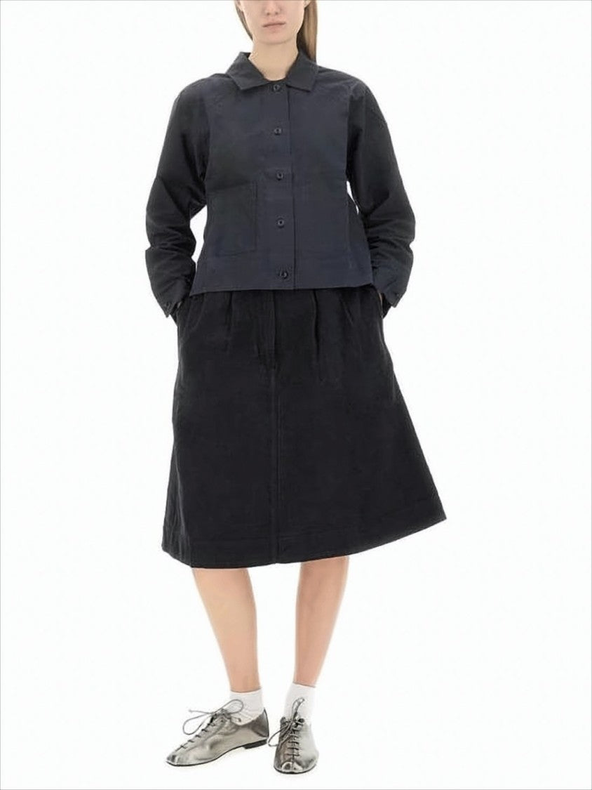 Margaret Howell A-Line Midi Skirt With Button-Detail Waistband