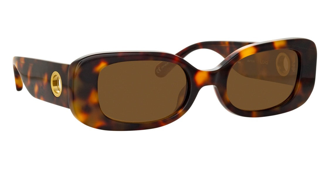 Linda Farrow Lfl Oversized Tortoiseshell Square Sunglasses With Gold Emblem