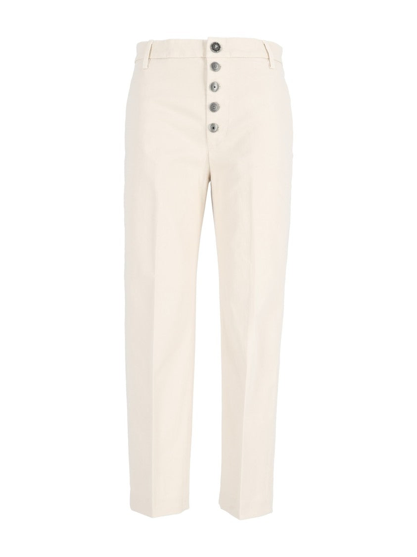 Dondup Cropped High-Waist Pants With Distinctive Button Fly Closure