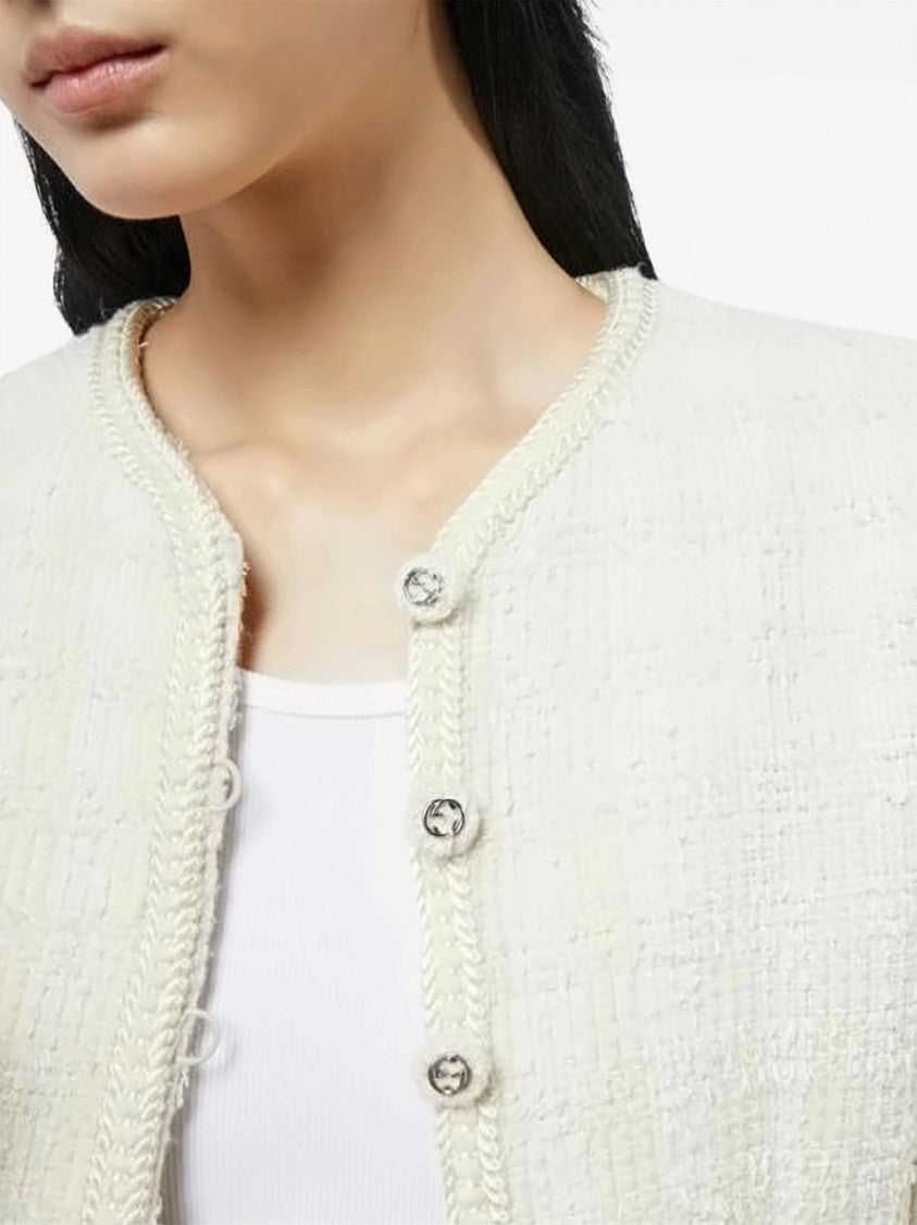 Gucci Cropped Textured Wool And Polyamide Blend Jacket