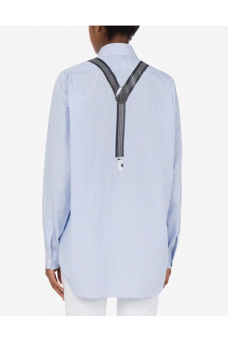 Moschino Multicolor Striped Cotton Shirt With Suspender Detail