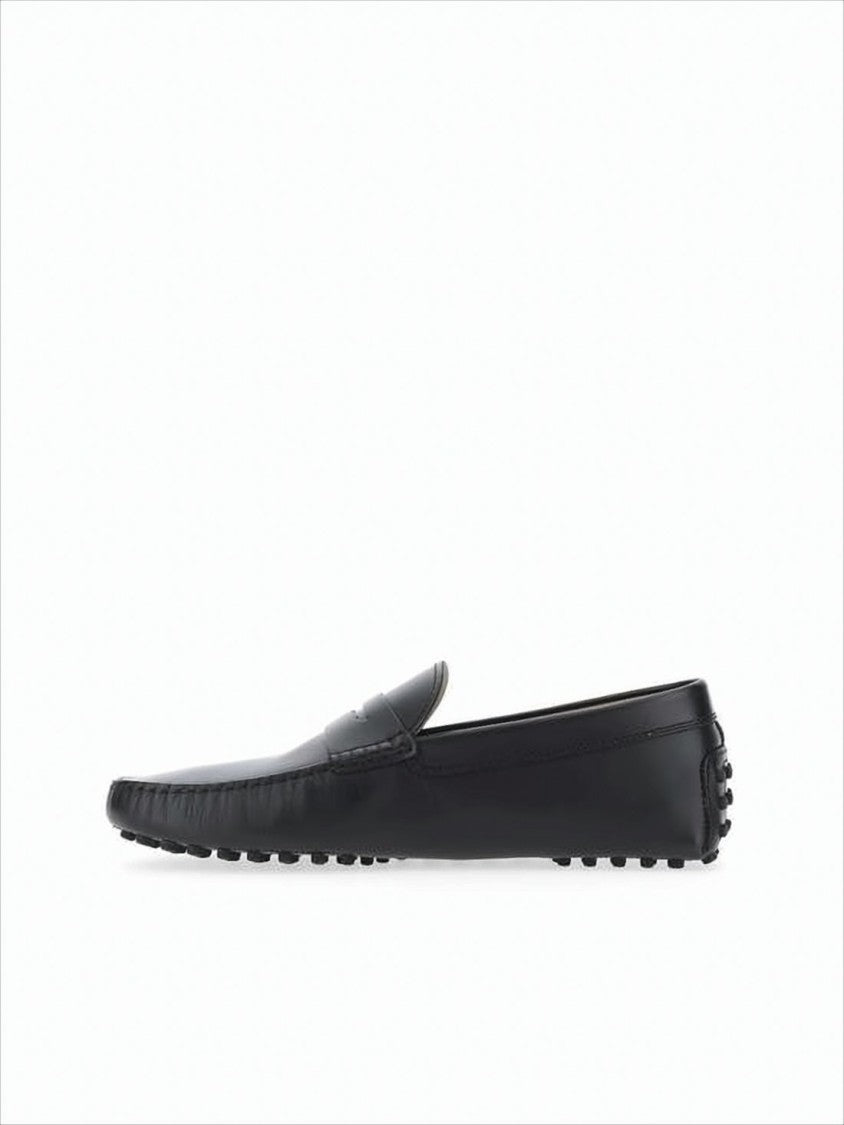 Tod's Refined Black Leather Loafers With Penny Strap And Moccasin Stitching