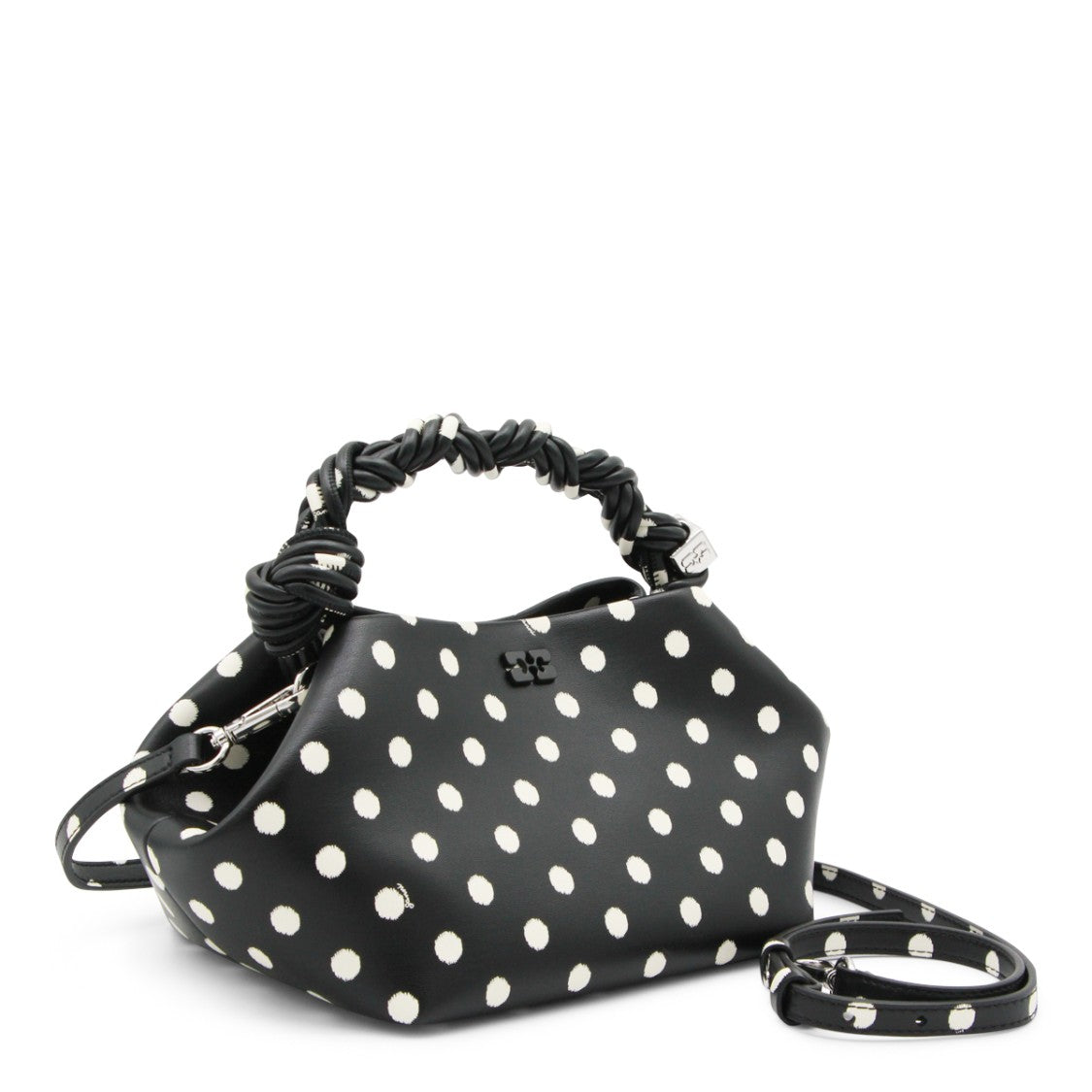 Ganni Black Recycled Leather Top Handle Bag