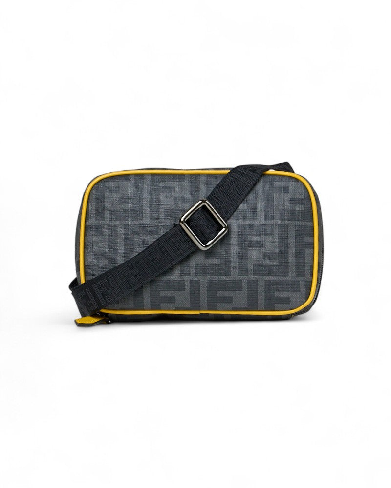 Fendi Men's Ff Diagonal Shoulder Bag In Gray