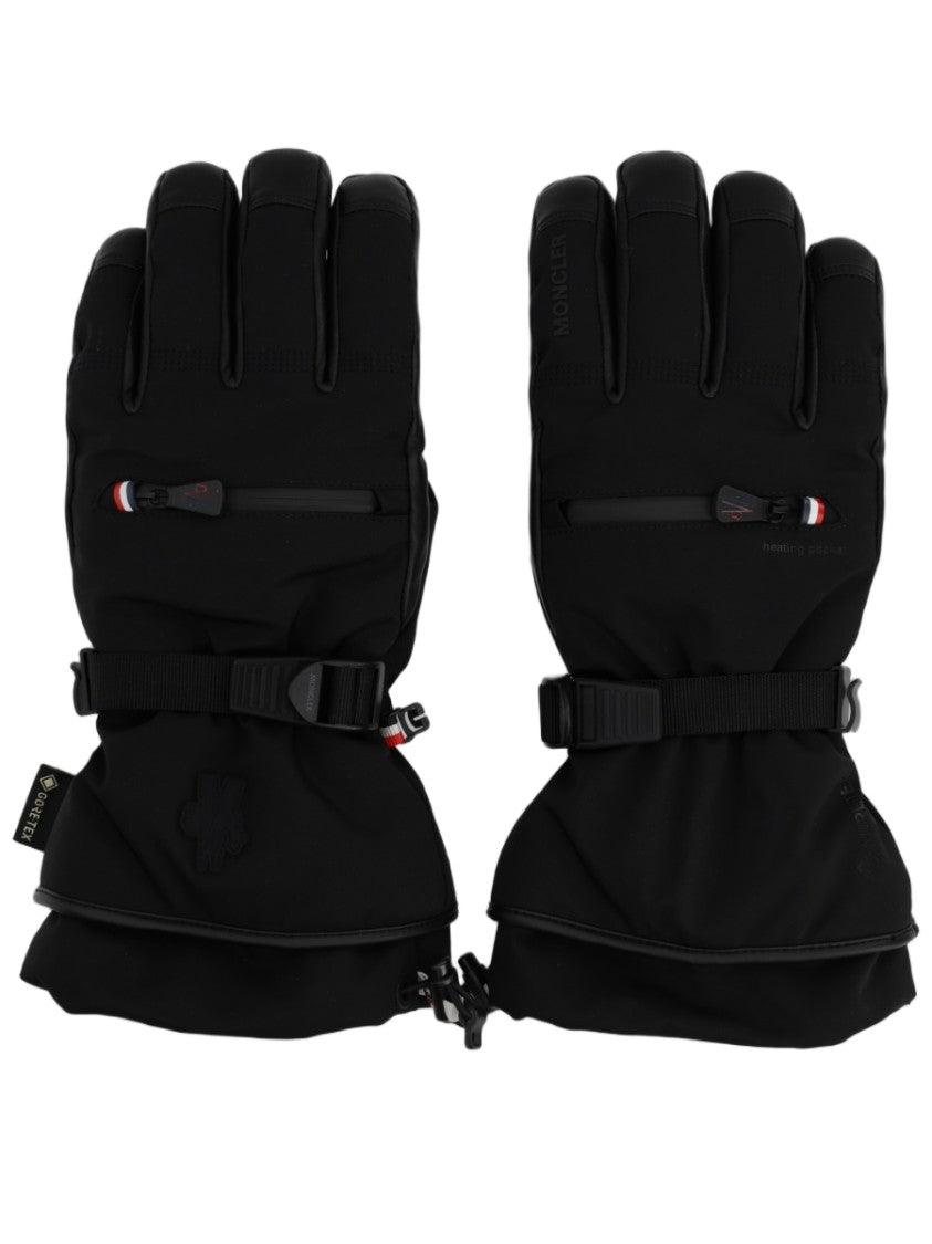 Moncler Grenoble Black Padded Wrist-Strap Gloves