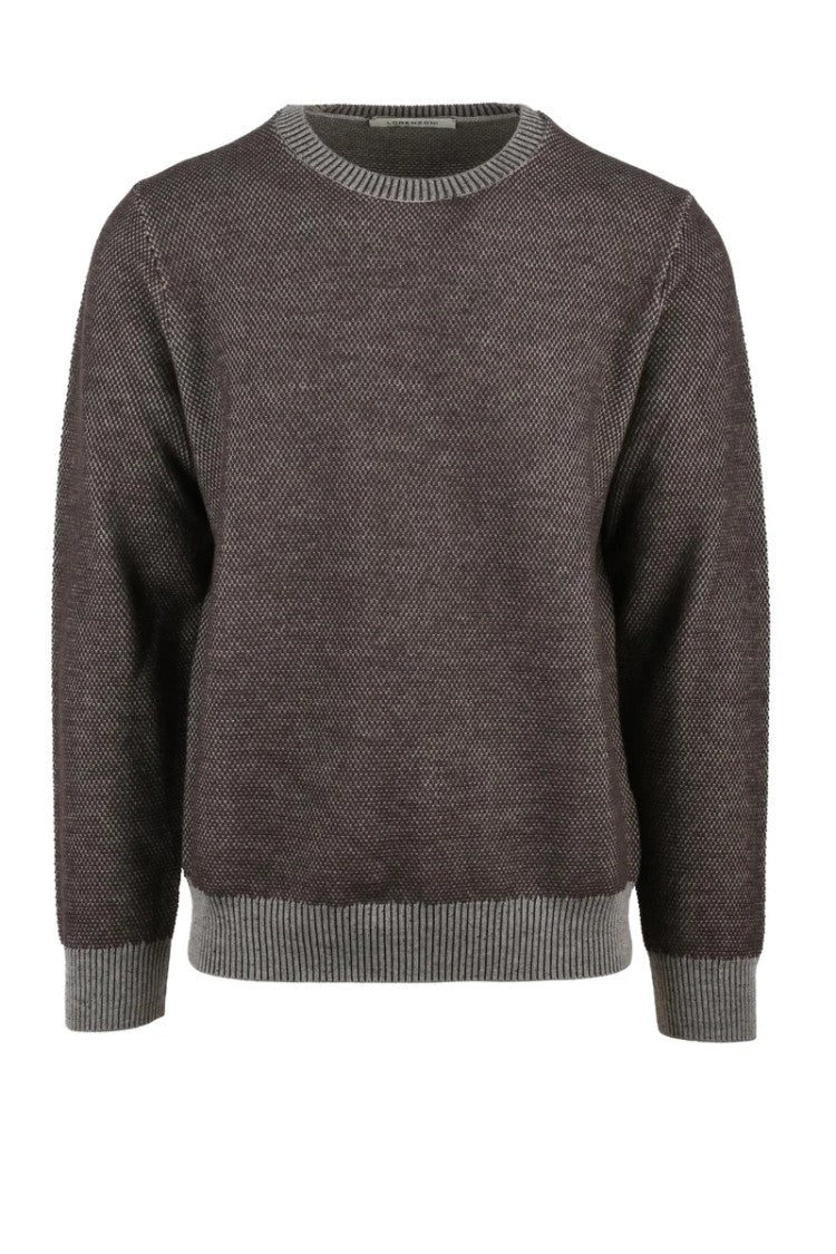 Lorenzoni Virgin Wool Crewneck Sweater Brown