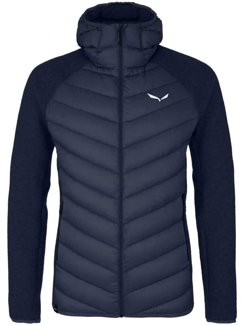 Salewa Blue Fanes Sarner Jkt Quilted Knit-Sleeve Hooded Jacket