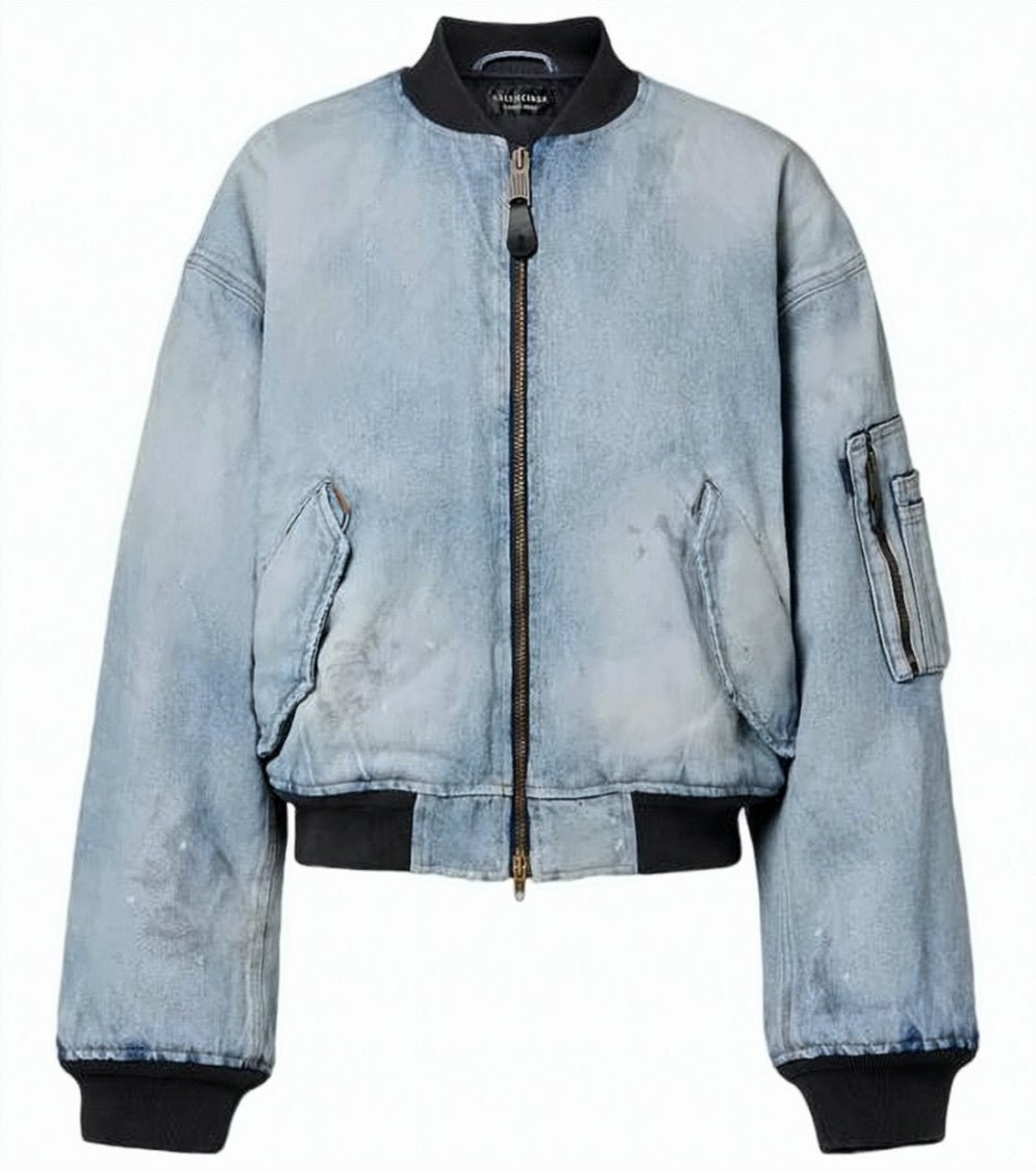 Balenciaga Light Washed Denim Jacket With Utility Pocket