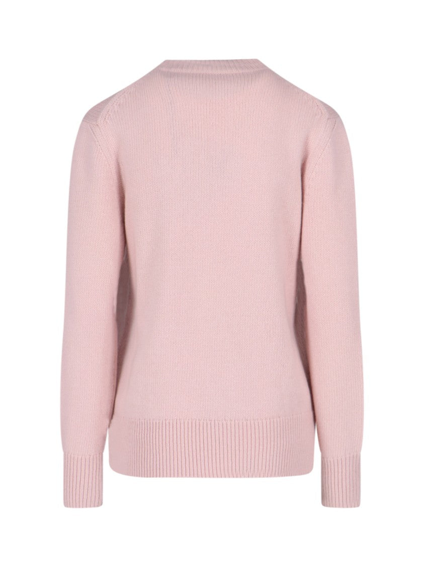 Burberry Ribbed Cashmere And Wool Sweater With Contrast Logo