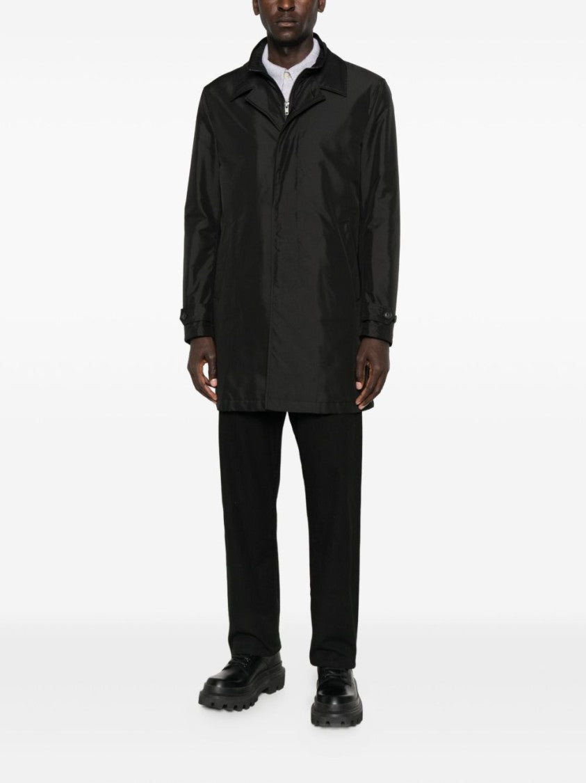 Fay Modern Black Coat With Concealed Zipper