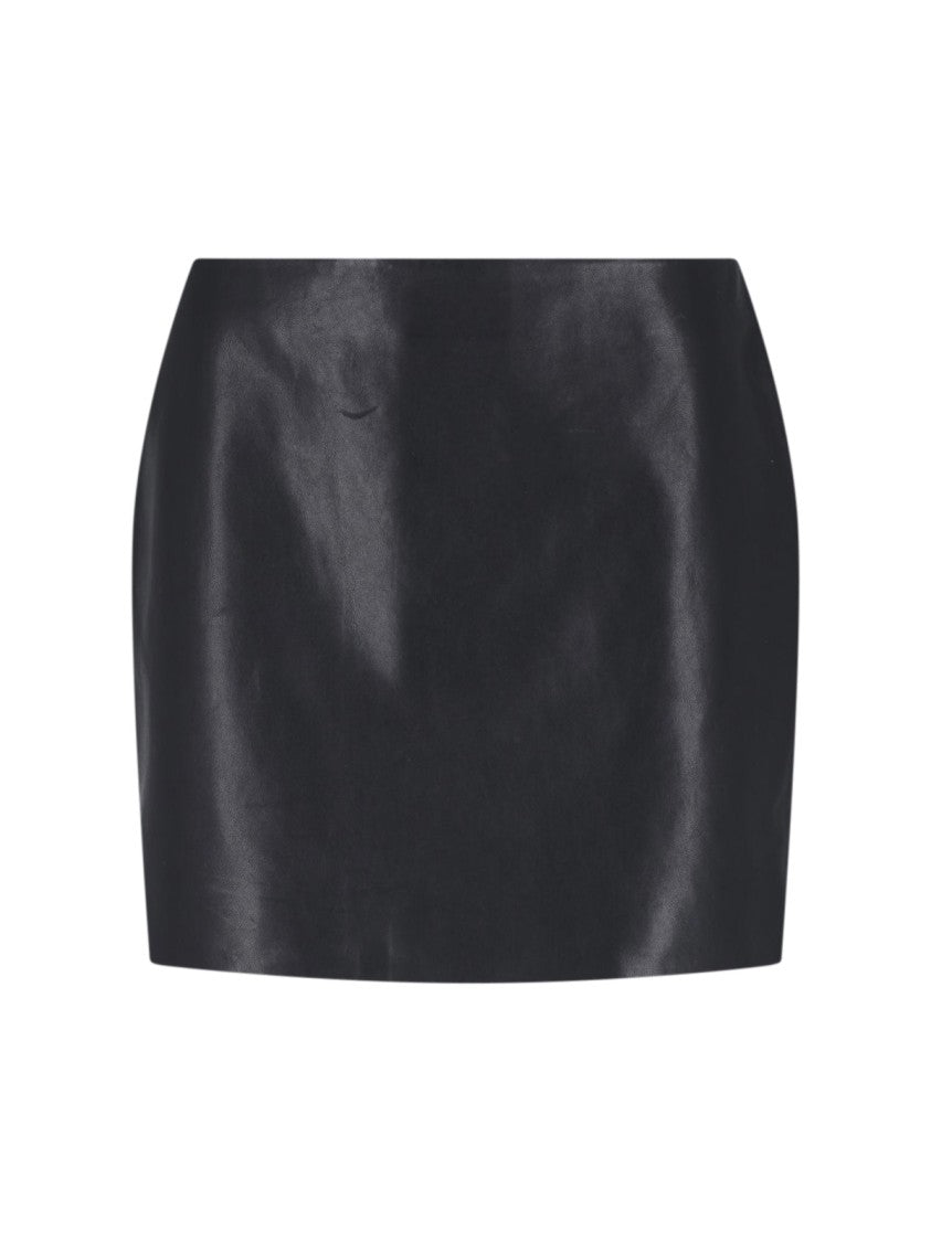 Balmain Black Lambskin Back-Zip Fitted Mini Skirt