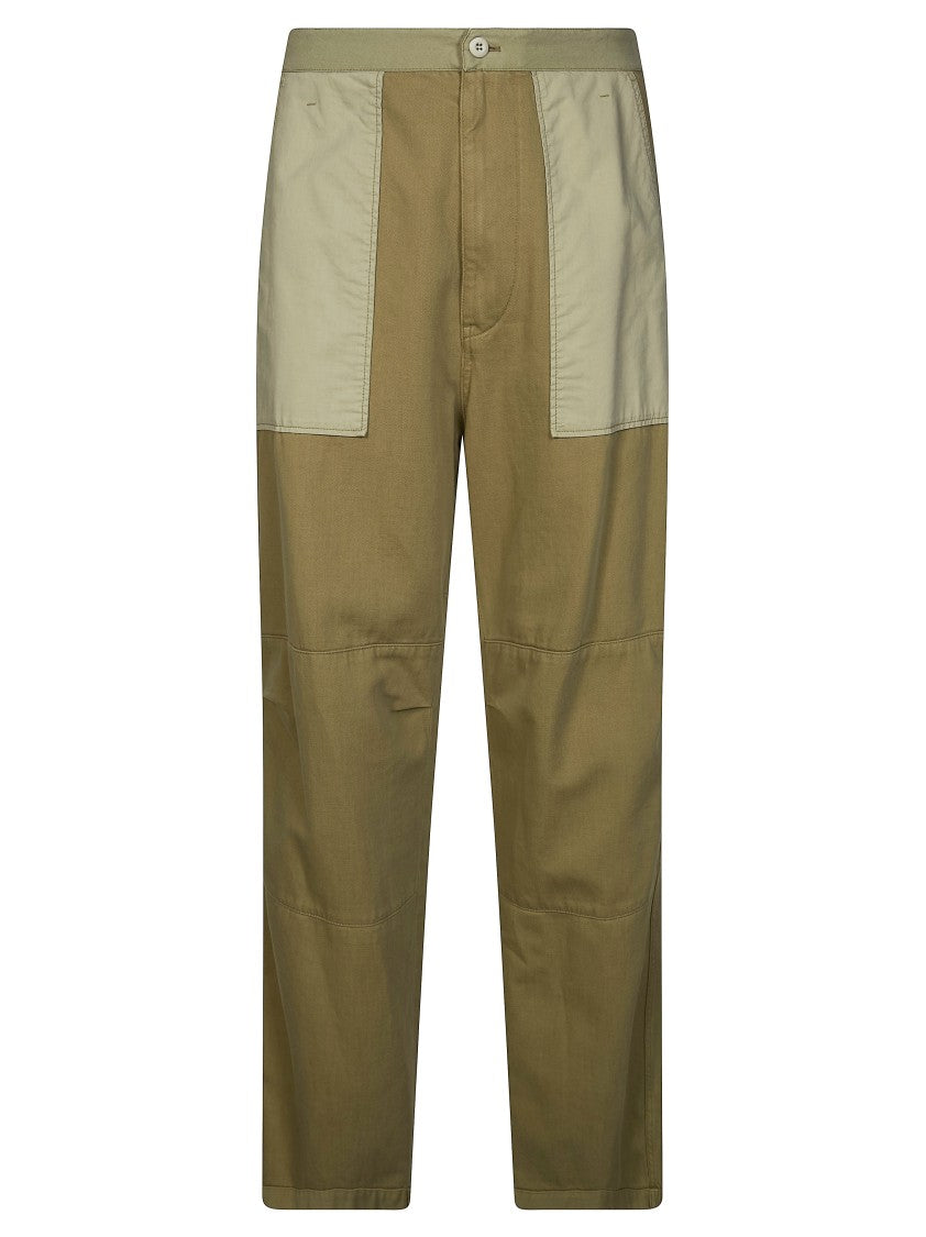 Mm6 By Maison Margiela Olive Green Contrast Beige Pocket Pants