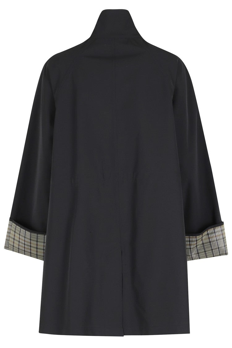 Oof Wear Black Two Layers Check-Lined Polyester Raincoat