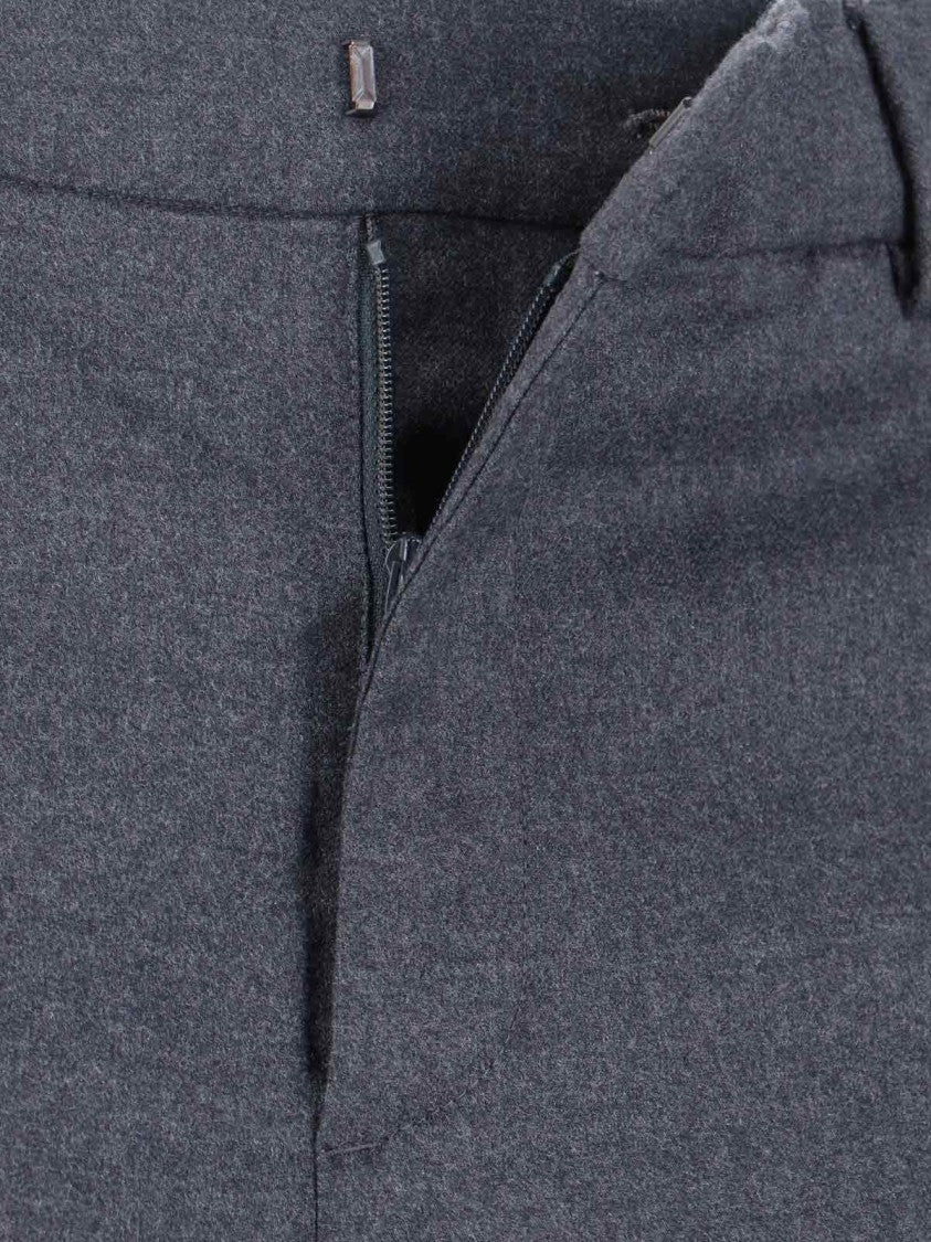 Cruna Mid-Rise Grey Wool Trousers With Tailored Finish