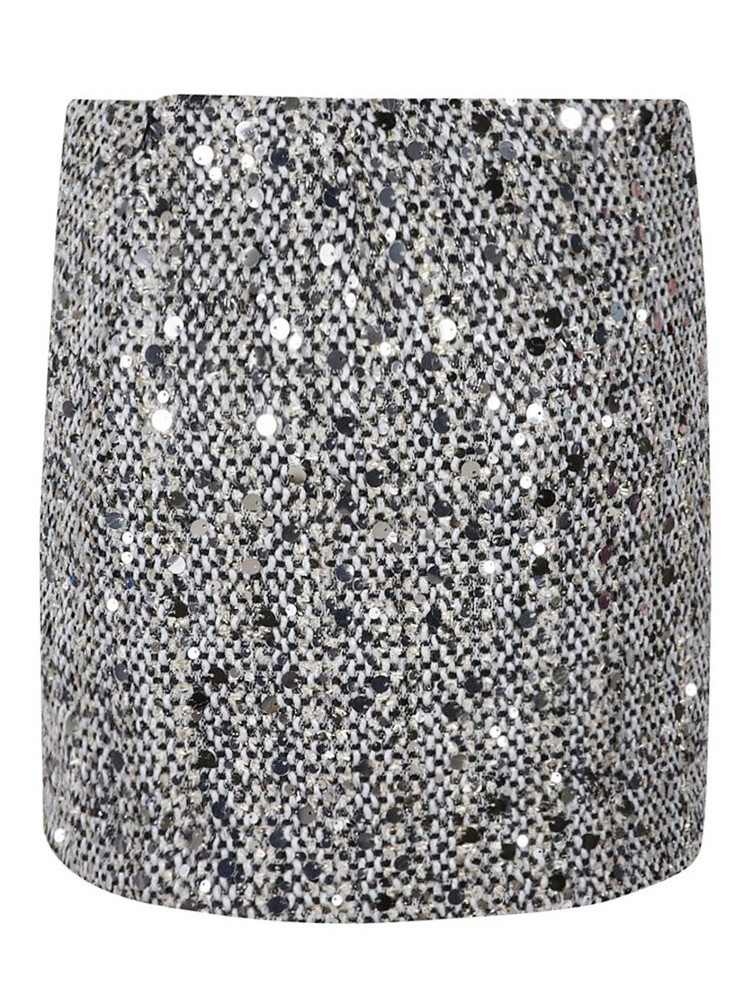 Ermanno Firenze High-Waisted Grey Tweed Miniskirt With Trapezoid Silhouette