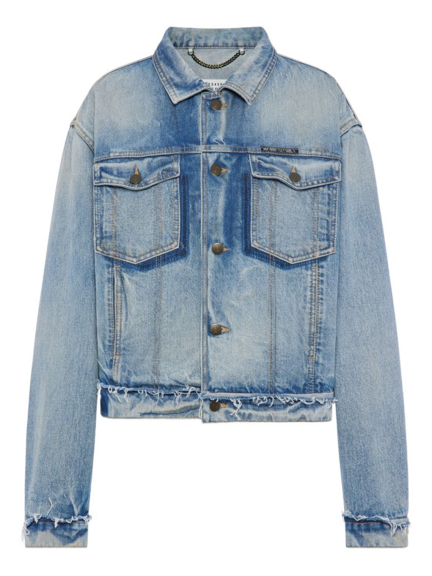 Maison Margiela Cropped Denim Jacket With Faded Wash
