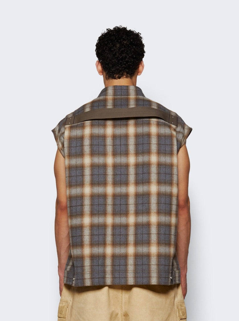 Rick Owens Sleeveless Jumbo Outershirt Grey Plaid